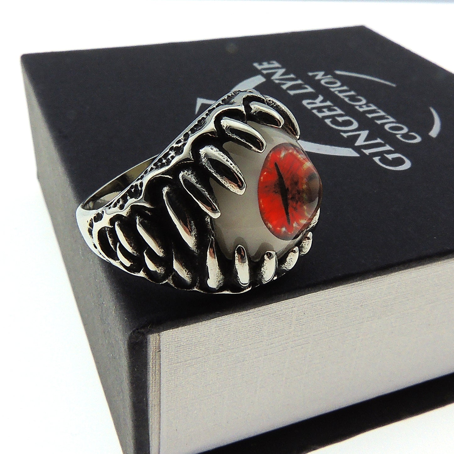 EvilEyeEyeballRingforMenorWomenStainlessSteelBikerGingerLyneCollection_Red-3