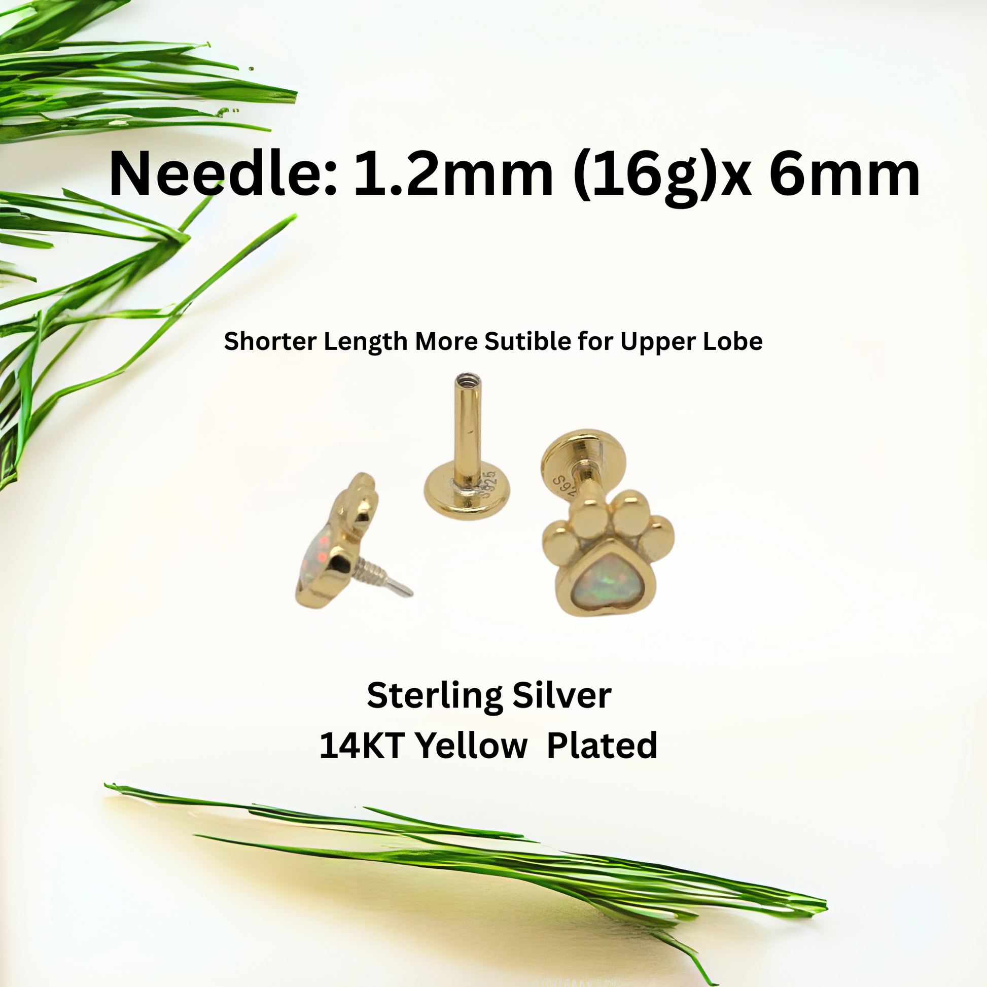 DogPawHeartFlatBackOpalEarringsforCartilageUpperLobe16gSterlingSilverStudsPairbyGingerLyne_White-5