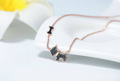 Scottie Dog Bone Earring Necklace Set for Girls and Women Sterling Silver Ginger Lyne Collection