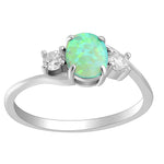Load image into Gallery viewer, Addy Green Oval Opal Ring Sterling Silver Women Engagement Ginger Lyne Collection - Green,11
