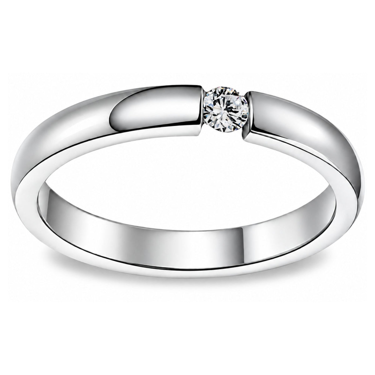 SilverToneWeddingBandRingforWomenorMen3mmStainlessSteelCZGingerLyneSize11.5_Silver-1