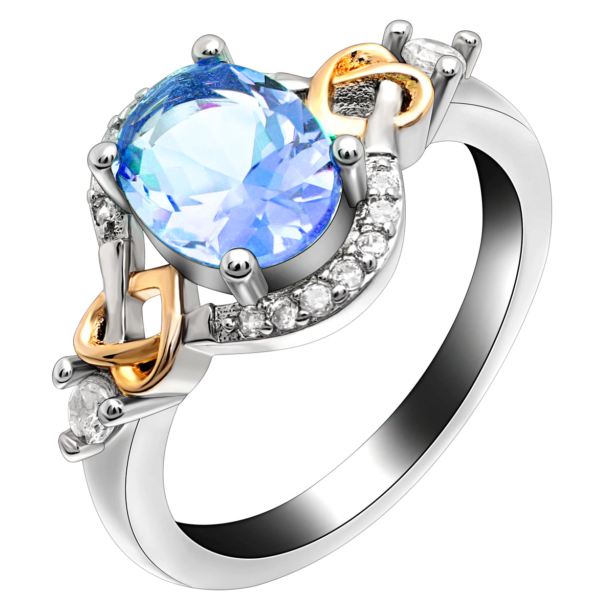 BlueCubicZirconiaOvalStatementRingTwoTonePlatedBirthstoneRingSize8forWomenbyGingerLyne_Blue-1