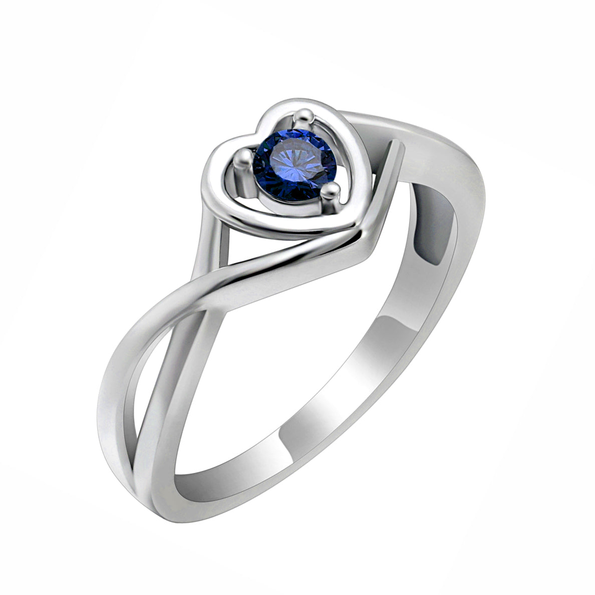 Christine Engagement Ring Promise Heart For Women Silver Cz Ginger Lyne Collection - September Blue,10