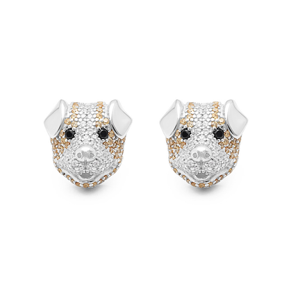 Pitbull Dog 3d Stud Earrings Sterling Silver Cz Womens by Ginger Lyne Collection