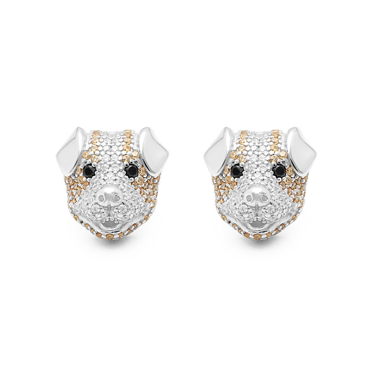 Pitbull Dog 3d Stud Earrings Sterling Silver Cz Womens by Ginger Lyne Collection