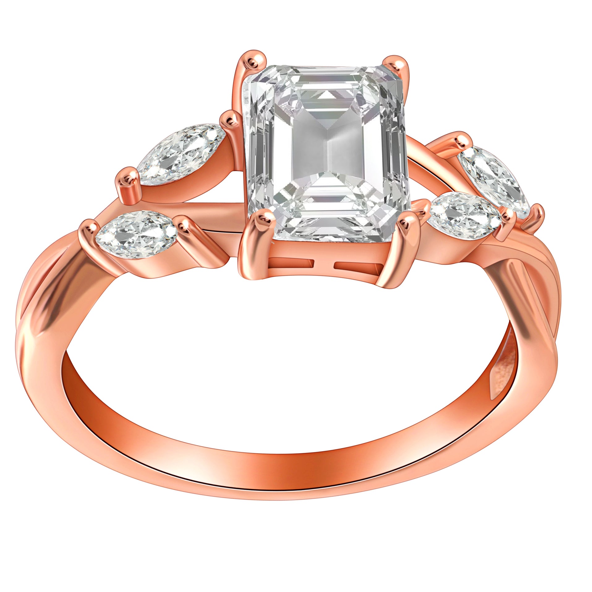 BrendiEngagementRingRoseGoldSterlingEmeraldMarquiseWomensGingerLyneCollection_Gold-1