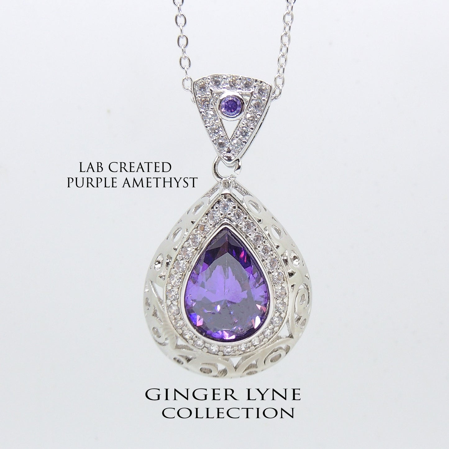 Lona Teardrop purple Cz Pendant Necklace Women Ginger Lyne Collection - Purple