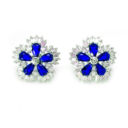 Camran Blue or Red Stud Earrings Cubic Zirconia Ginger Lyne Collection