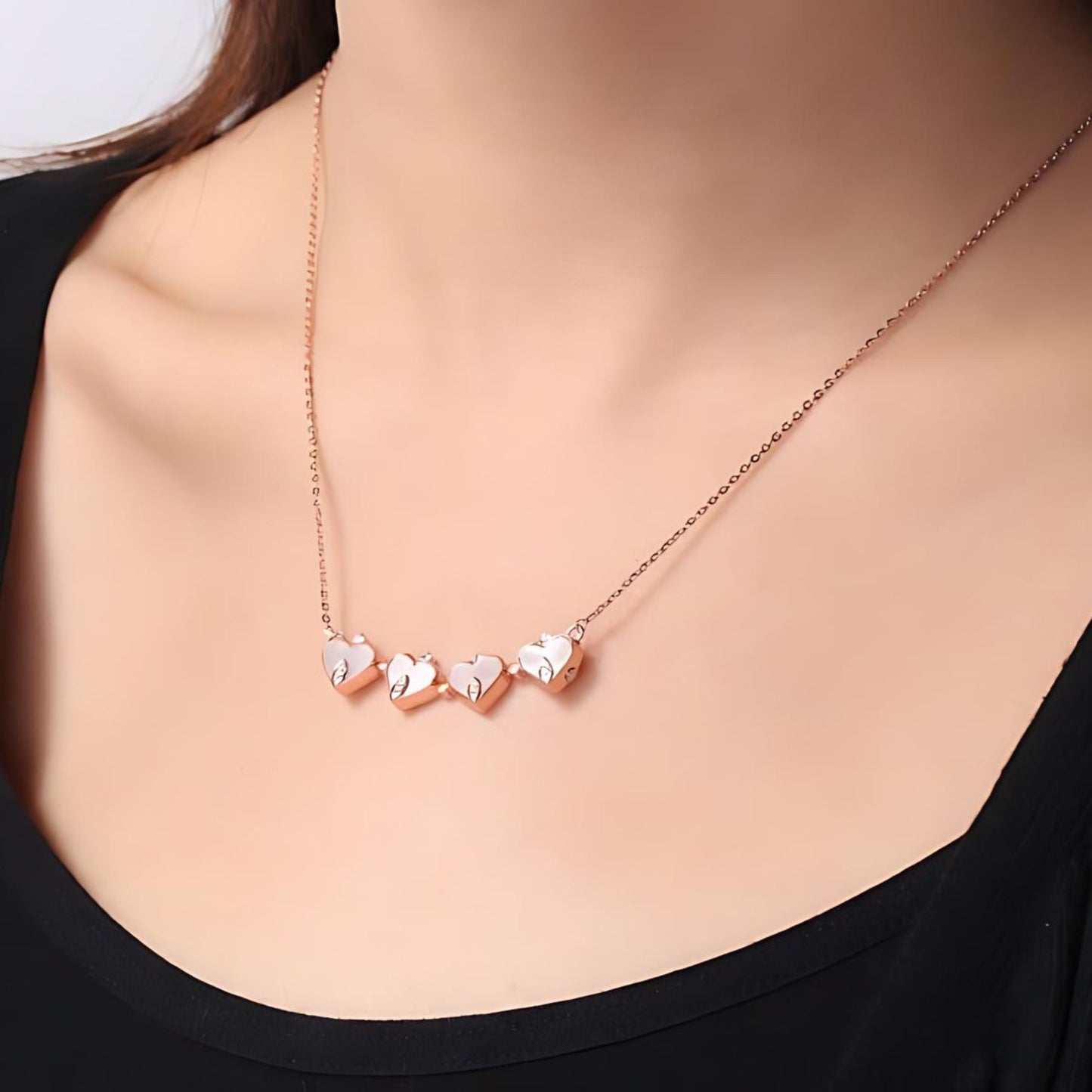 4 Leaf Clover Heart Pendant Necklace for Women Magnetic Sterling Silver Ginger Lyne Collection - Rose Gold