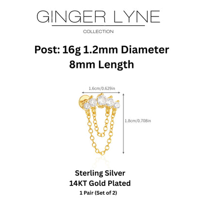 CrawlerwithChainsCZFlatBackEarrings16gCartilageHelixTragusLobeSterlingSilver1pairbyGingerLyne_Gold-4