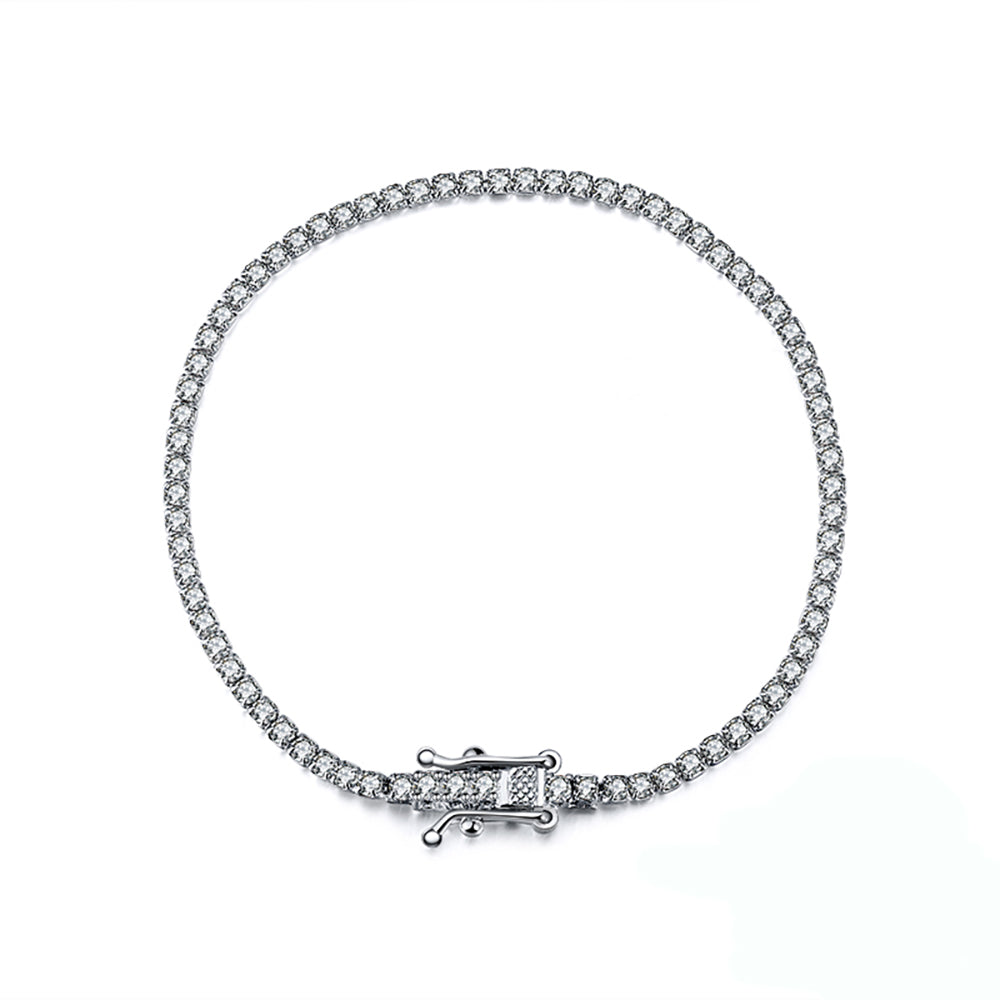 Classic Tennis Bracelet for Women Sterling Silver 2mm Cubic Zirconia Ginger Lyne Collection