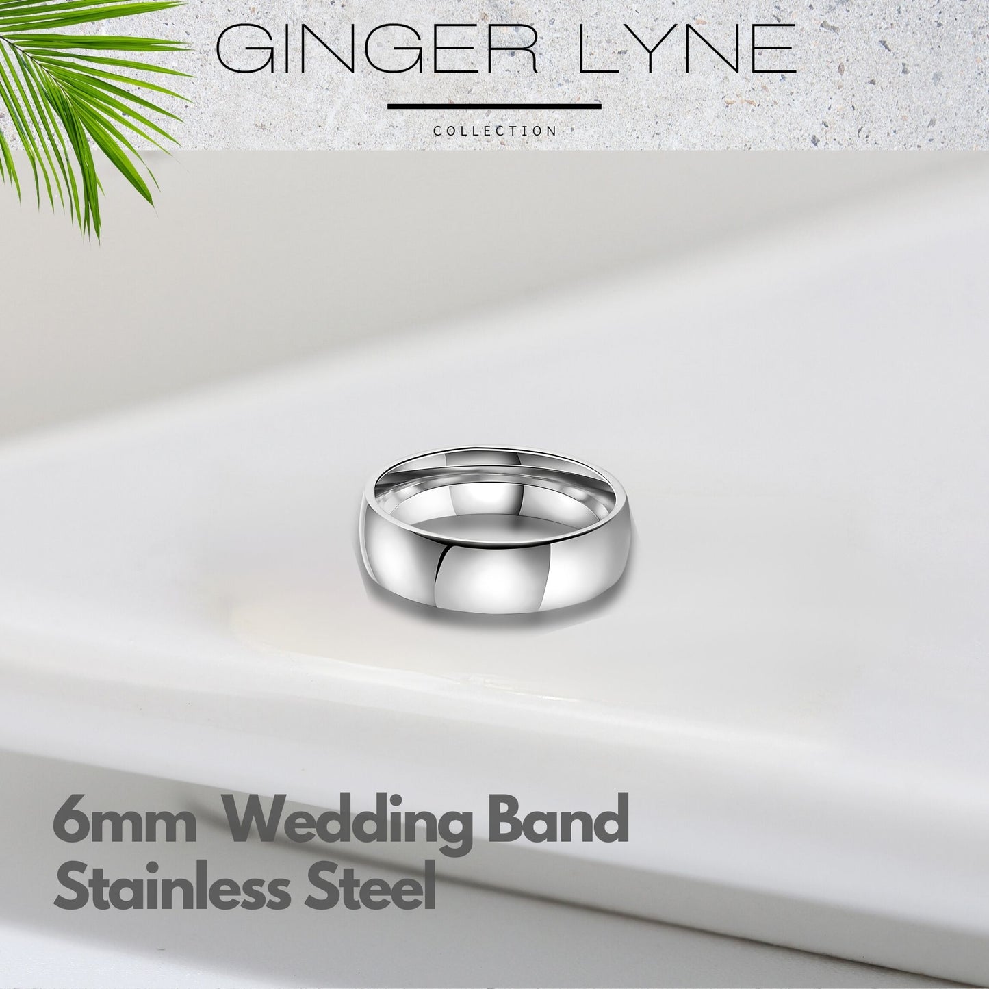 6mm Stainless Steel Wedding Band Ring Women Men Ginger Lyne Collection - 6mm Silver,8