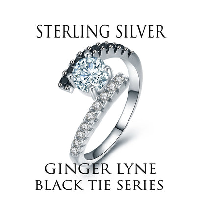 Kylie Engagement Ring Bridal Sterling Silver Black Cz Womens Ginger Lyne Collection