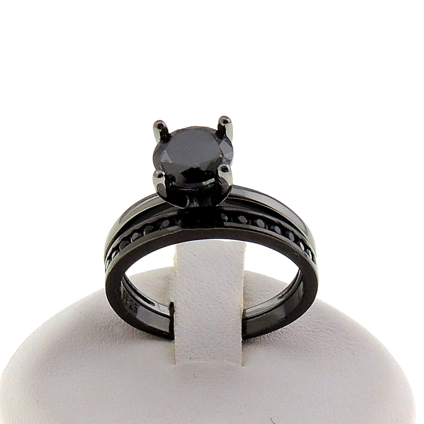 EnvyBridalSetSolitaireSilver1.25CtEngagementWomensGingerLyneCollection_Black/BlackSet-2