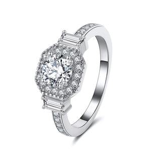 Julieanna Halo Engagement Ring Cz Sterling Silver Womens Ginger Lyne Collection - 10