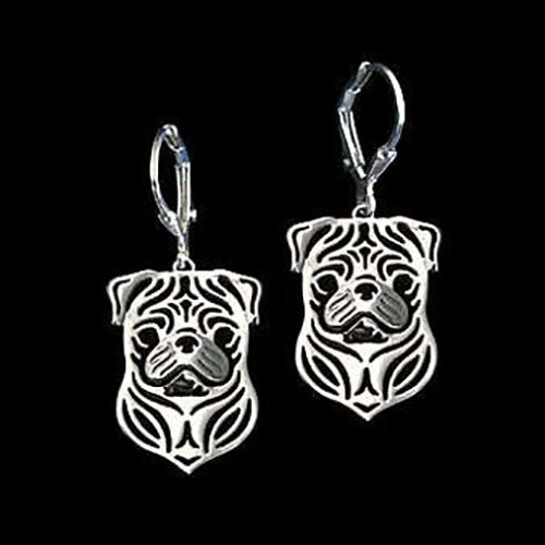 Pug Dog Sterling Silver Pendant Necklace Earrings Set Womens Ginger Lyne Collection - Earrings