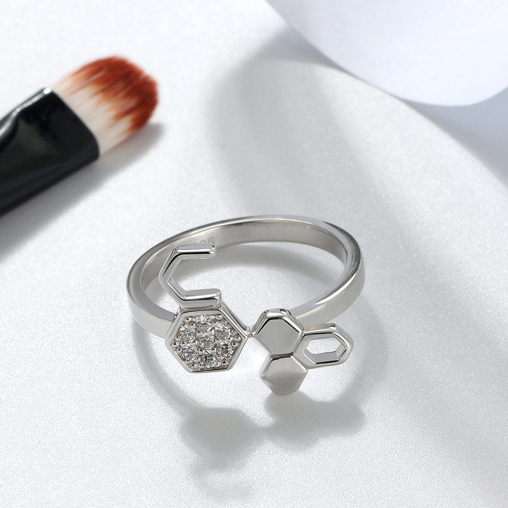 Honeycomb Ring for Women or Girls Cz Sterling Silver Bee Jewelry Ginger Lyne Collection
