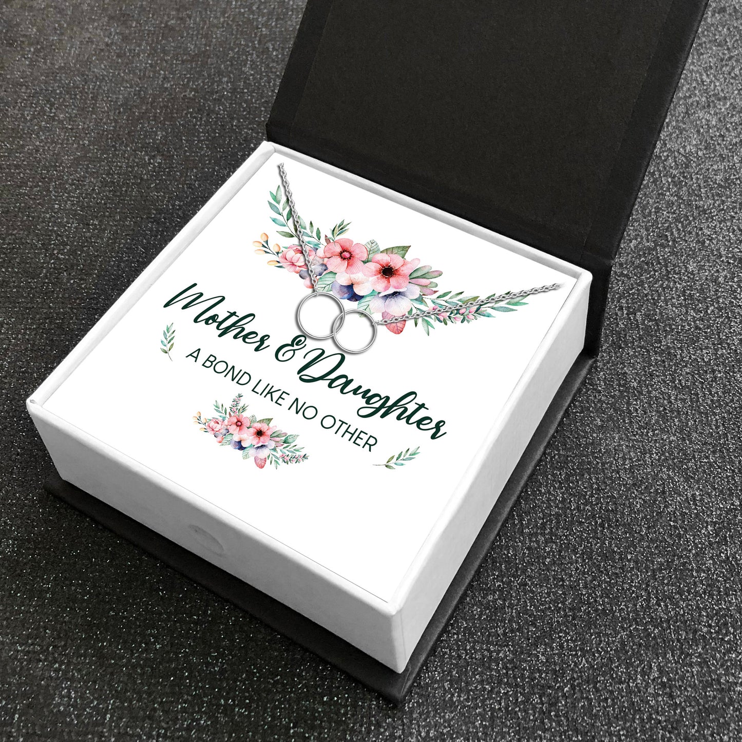 Mother Daughter Greeting Card Sterling Silver Linked Circles Necklace for Women Ginger Lyne Collection - GC-197