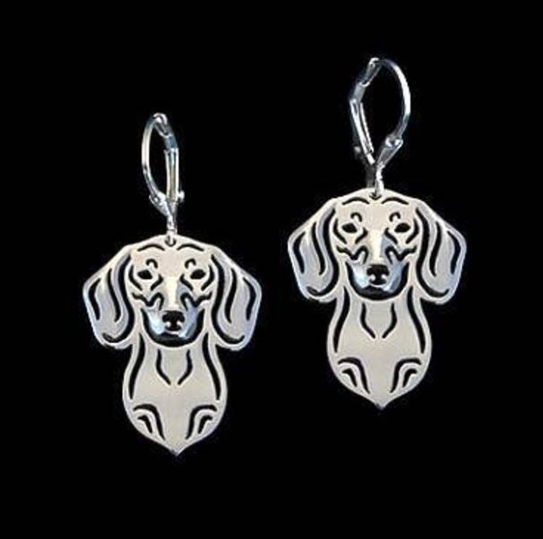 Dachshund Dog Sterling Silver Earrings Necklace Set Women Ginger Lyne Collection - Earrings Only