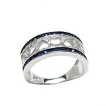 Load image into Gallery viewer, Lacy Hearts Band Ring Sterling Silver Blue Cz Womens Ginger Lyne Collection Size 6
