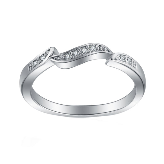 Calli Unique Anniversary Wedding Band Ring White Gold Plate Ginger Lyne Collection - 6