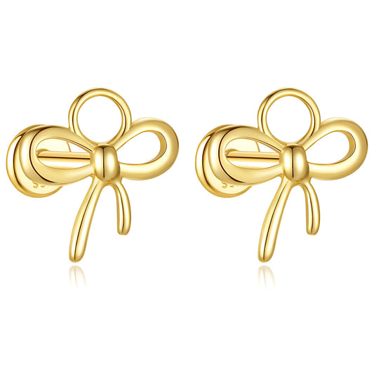 BowKnotFlatBackEarringsforCartilageHelixTragusLobe14ktGoldPlatedSterlingSilverPairbyGingerLyne_Gold-1