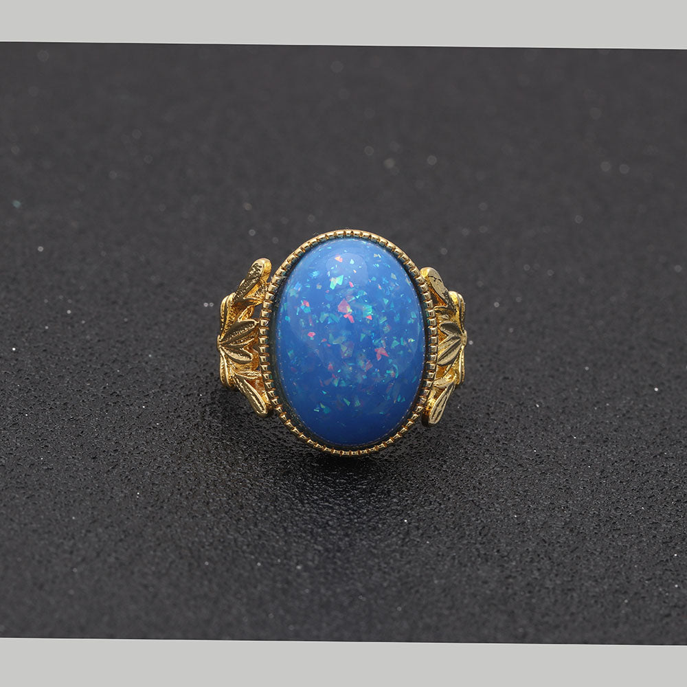 Alberta Simulated Blue Fire Opal Ring Womens by Ginger Lyne Collection - 10