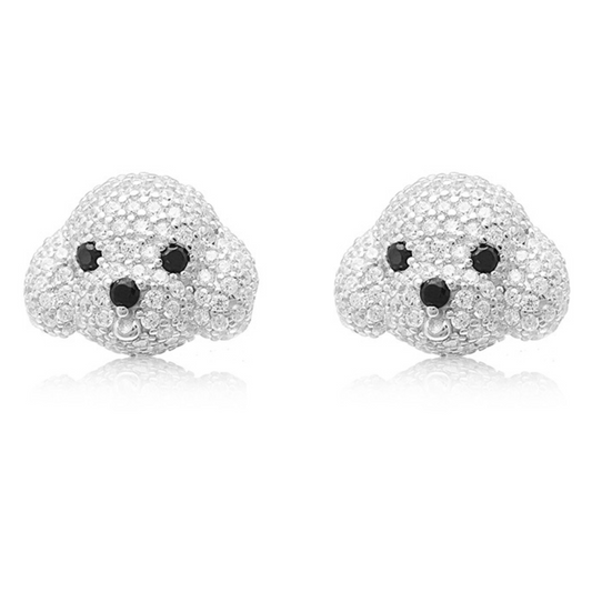 PoodleMalteseDogStudEarringsforWomenClearCubicZirconiaGingerLyneCollection_WhiteGoldPlated-1