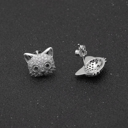 KittyCatStudEarringsforWomenCZSterlingSilverGingerLyneCollection_Silver-3