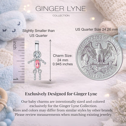 Baby Boy Birthstone Charm Children Pendants for Mom or Grandma Necklace by Ginger Lyne CZ Sterling Silver - Boy October