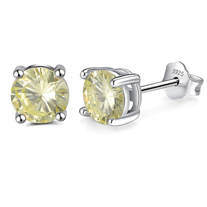 Birthstone Earrings for Women Solitaire Round Cubic Zirconia Sterling Silver Ginger Lyne Collection