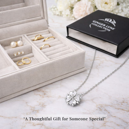 Heart to Clover 2 in 1 Pendant Necklace for Women Stainless Steel CZ by Ginger Lyne Collection - Silver Tone