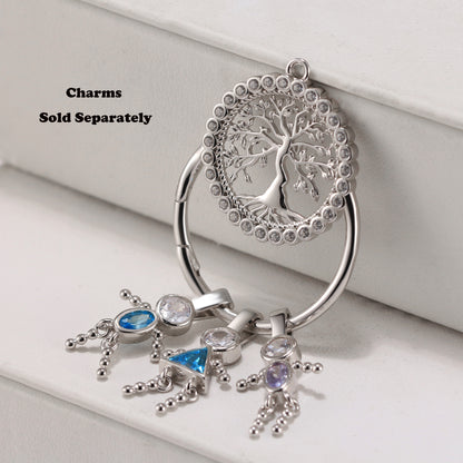 Family Tree Charm Holder for Necklace by Ginger Lyne Sterling Silver Gift for Grandmother or Mother - Family Tree-CH