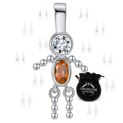 Baby Boy Birthstone Charm Children Pendants for Mom or Grandma Necklace by Ginger Lyne CZ Sterling Silver - Boy January