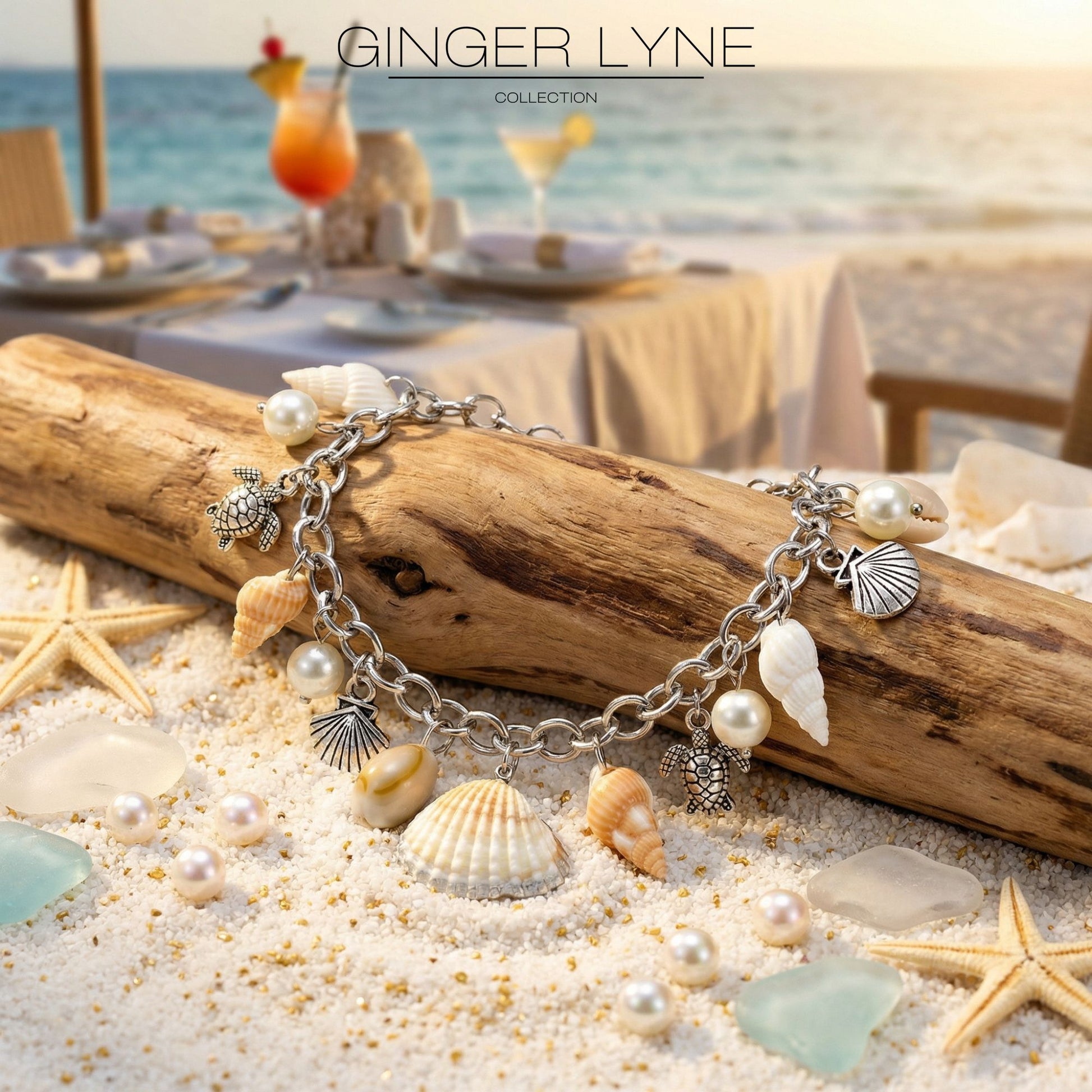 TurtlesandSeashellsCharmBraceletforWomenbyGingerLyneStainlessSteelSimulatedPearls_Silver-2