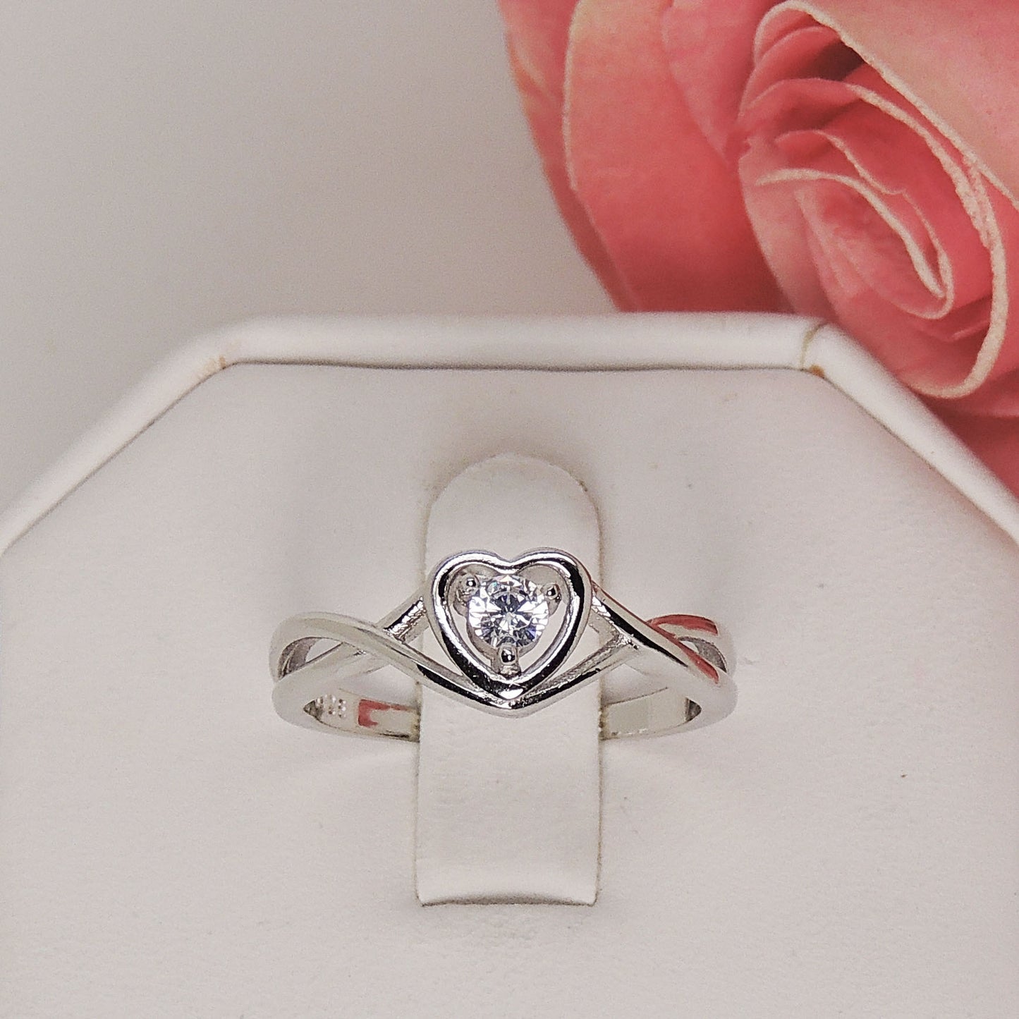 Christine Engagement Ring for Women Promise Heart Birthstone Cz Sterling Silver by Ginger Lyne