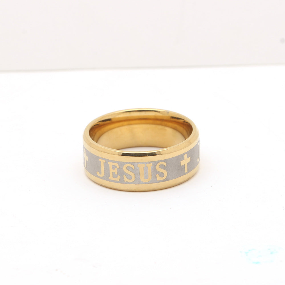 JesusCrossWeddingBandRingforWomenorMenGoldoverStainlessSteelbyGingerLyneCollection_Gold-2