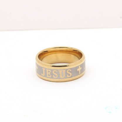 JesusCrossWeddingBandRingforWomenorMenGoldoverStainlessSteelbyGingerLyneCollection_Gold-2