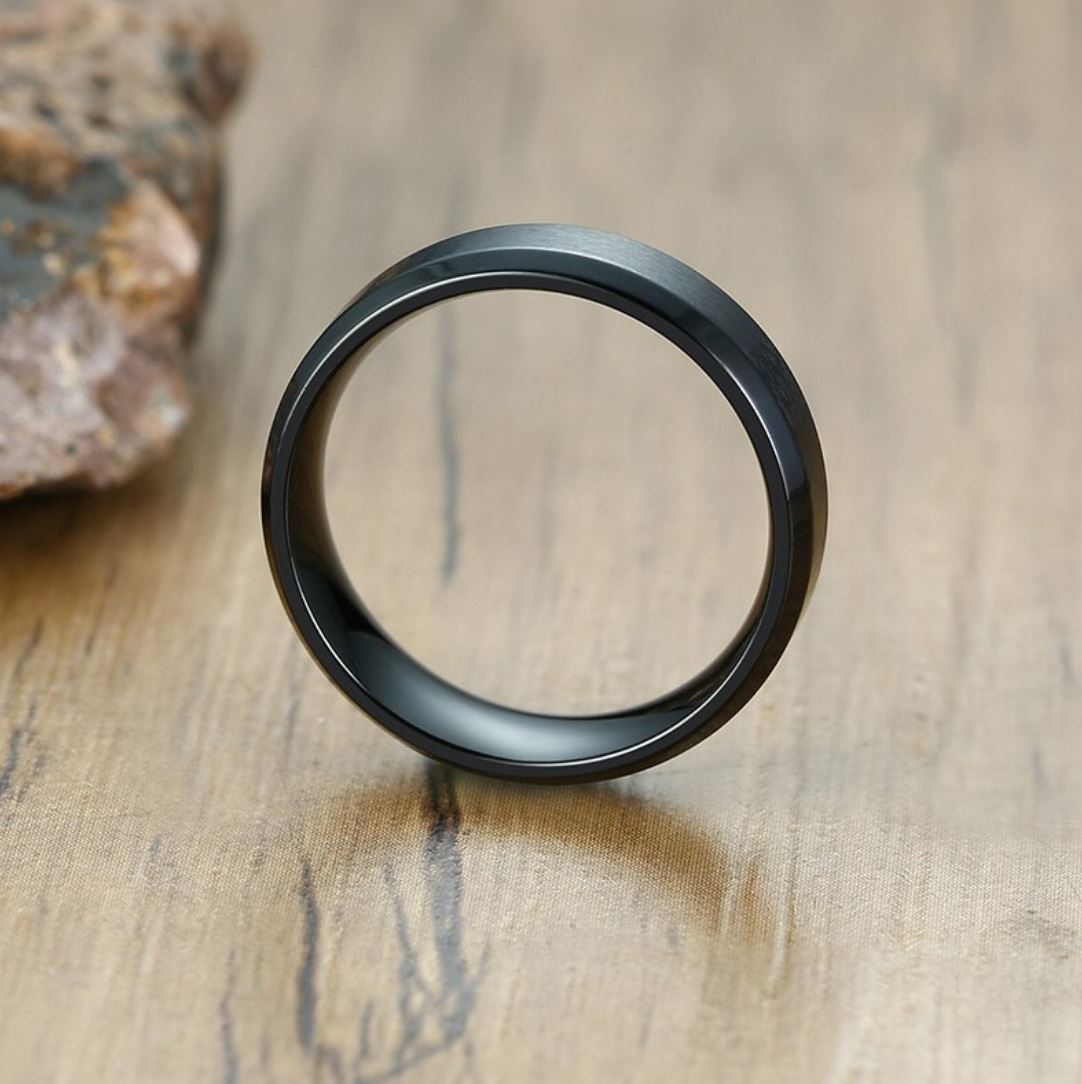 Matte Black Tungsten Carbide Wedding Band Ring Women Men 6mm or 8mm Ginger Lyne Collection