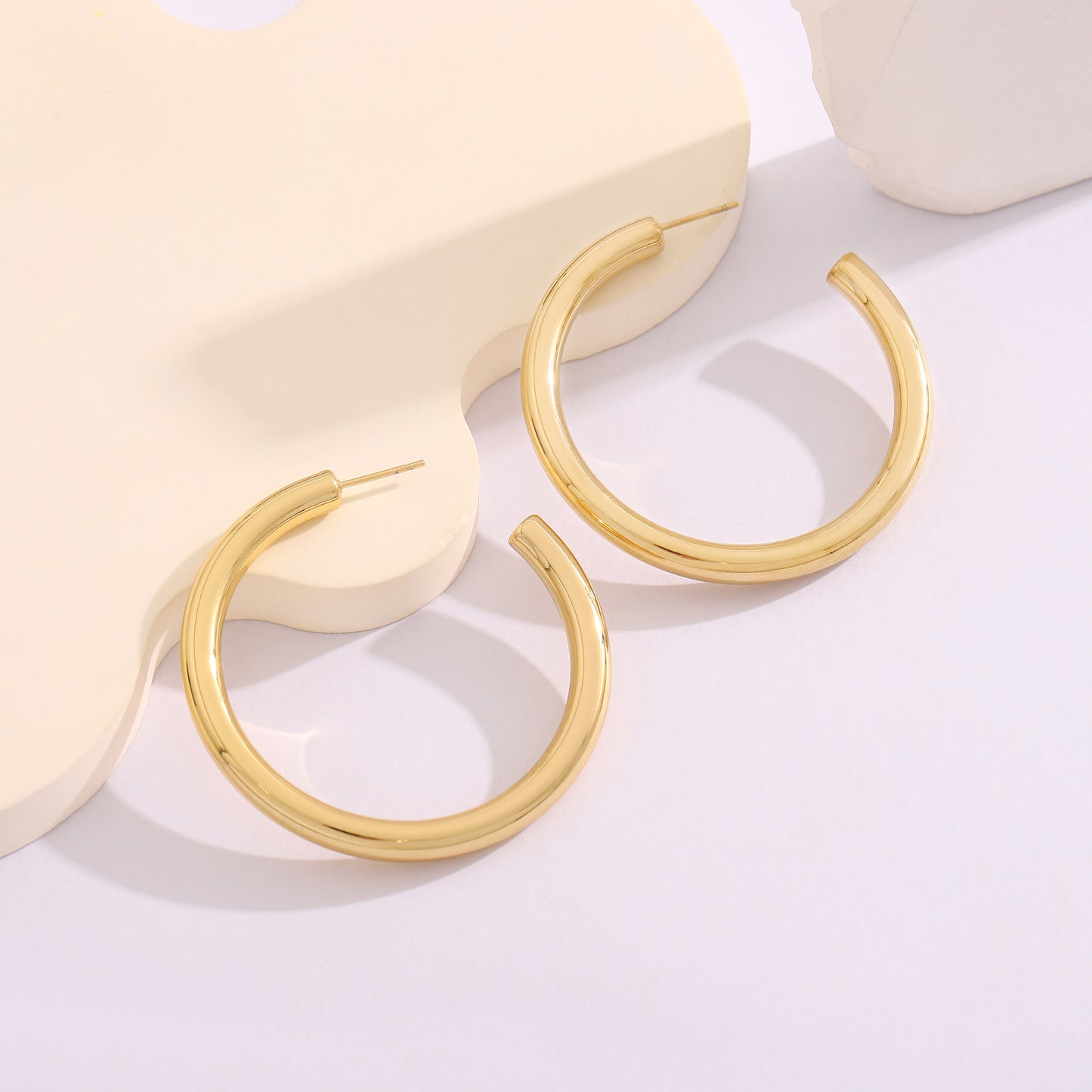 HollowTubeHoopEarringsforWomenbyGingerLyne2"GoldStainlessSteelLightweight_Gold-2