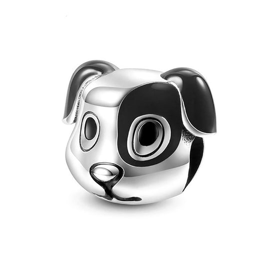 Staffordshire Pit Dog Puppy Charm European Bead Sterling Silver Ginger Lyne Collection