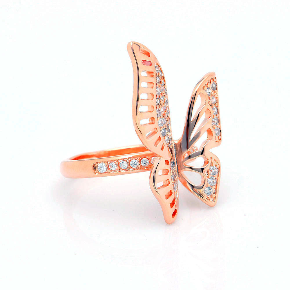 Butterfly Statement Ring Rose Gold Plated Cz Ginger Lyne Collection