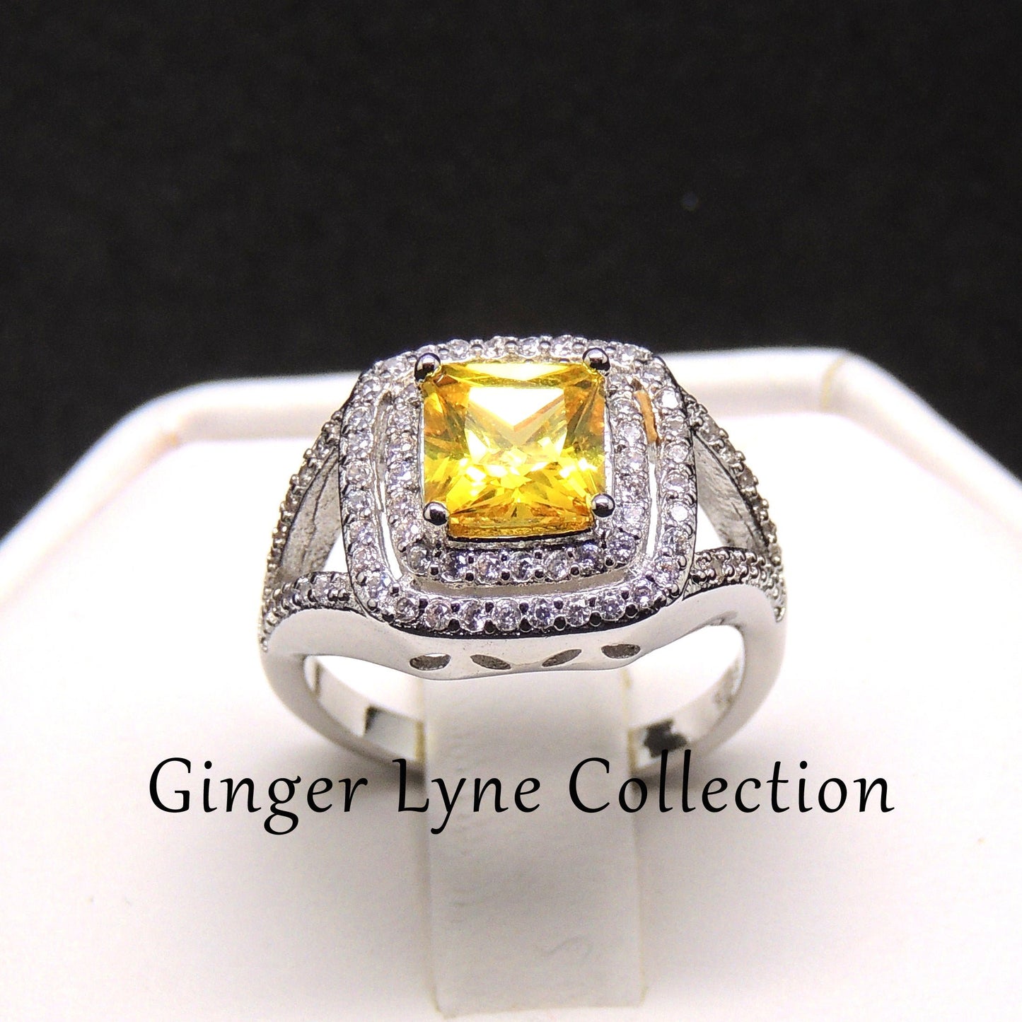 Daphne Statement Engagement Ring Gold Cubic Zirconia Women Ginger Lyne Collection Size 6