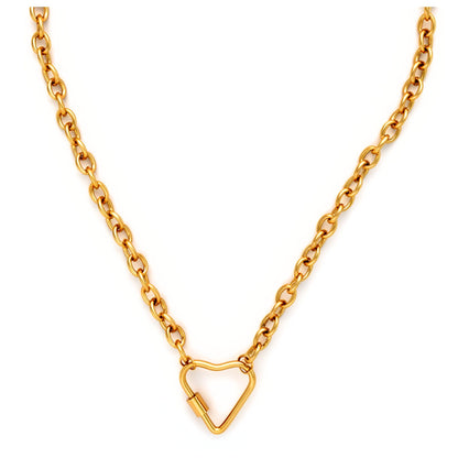 Carabiner Charm Holder Necklace for Women by Ginger Lyne O Chain Silver Gold Plated Stainless Steel