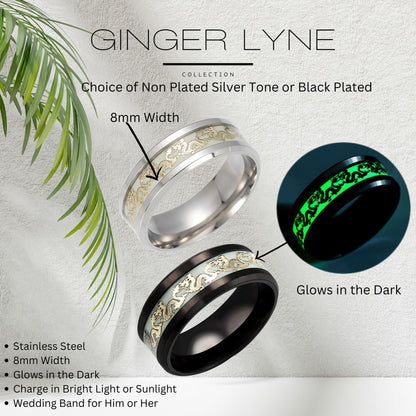 GlowinDarkDragonStainlessSteelWeddingBandRingMenWomenGingerLyneCollection_Black-3