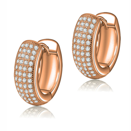 Wide Hoop Earrings for Women Pave Cubic Zirconia Rose Plated Ginger Lyne Collection