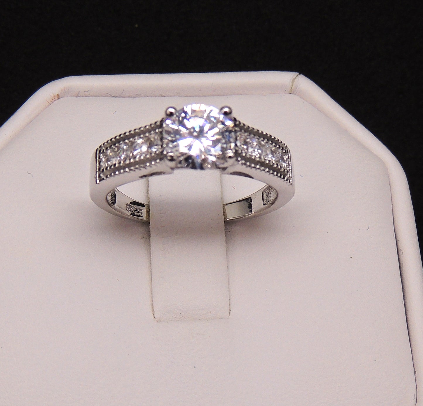 Shauna Engagement Ring Sterling Silver Cubic Zirconia Womens Ginger Lyne Collection Size 10