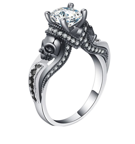 ChasityEngagementRingWomenBlackSkullsGothPunkStyleGingerLyneCollection_Black-1
