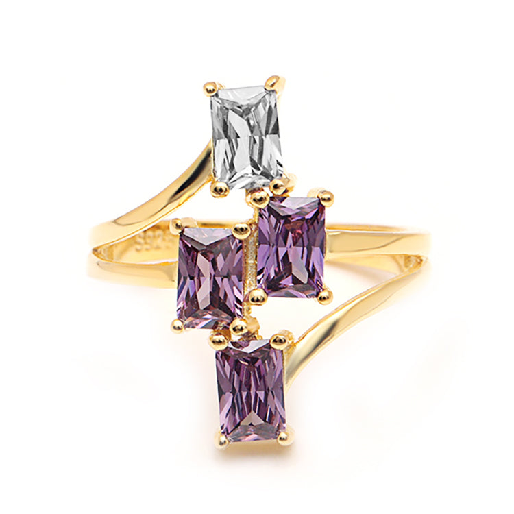 TianaStatementRingPurpleCzGoldSterlingSilverWomensGingerLyneCollection_Purple/Clear-2