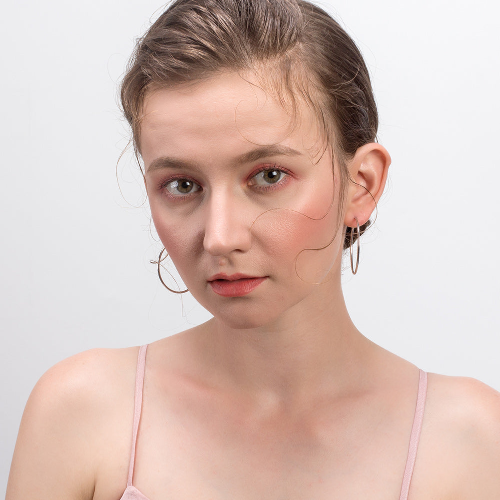 Thin Hoop Earrings for Women Classic Thin Sterling Silver Womens Ginger Lyne Collection - 50mm-Silver